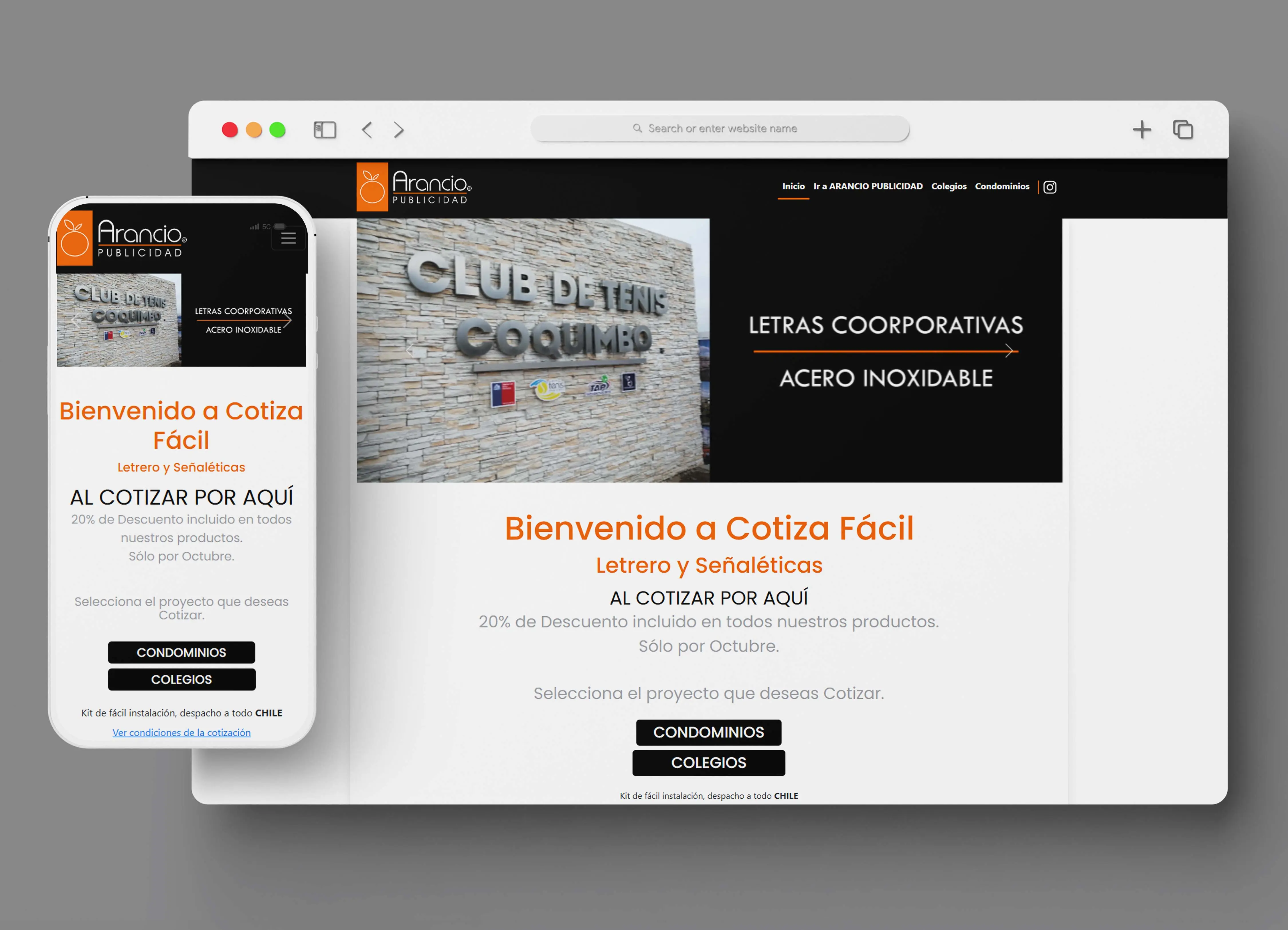 Diseño Web Arancio Publicidad - Cotizafacil